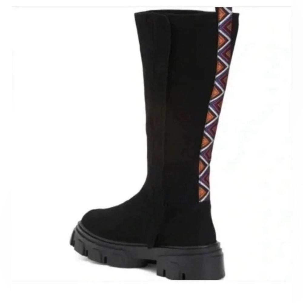 Farm Rio Black Knee-High Platform Suede Boot